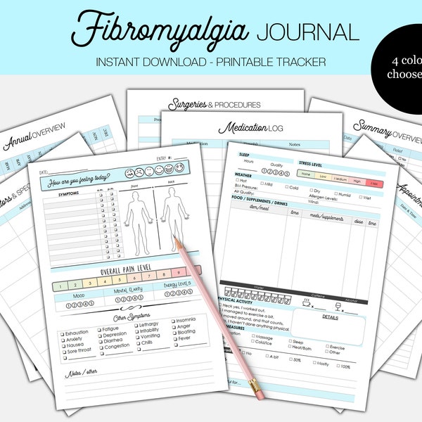 Fibromyalgia Journal | Printable Pain Tracker | Fibromyalgia Tracker | Printable US Letter 8.5 x 11