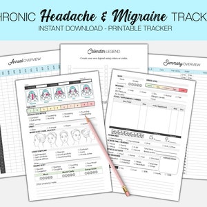 Migraine Tracker | Health Tracker | Headache Tracker | Migraine Journal | Printable | PDF 8.5 x 11 US Letter | Print at Home