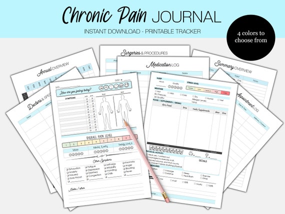 Chronic Pain Journal printable Tracker Pain &amp; Symptom - Etsy