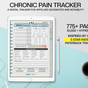 Digital Pain and Symptom Tracker For Chronic Pain & Illness (Fibromyalgia, Chronic Pain, Lupus and More) | Goodnotes Pain Tracker