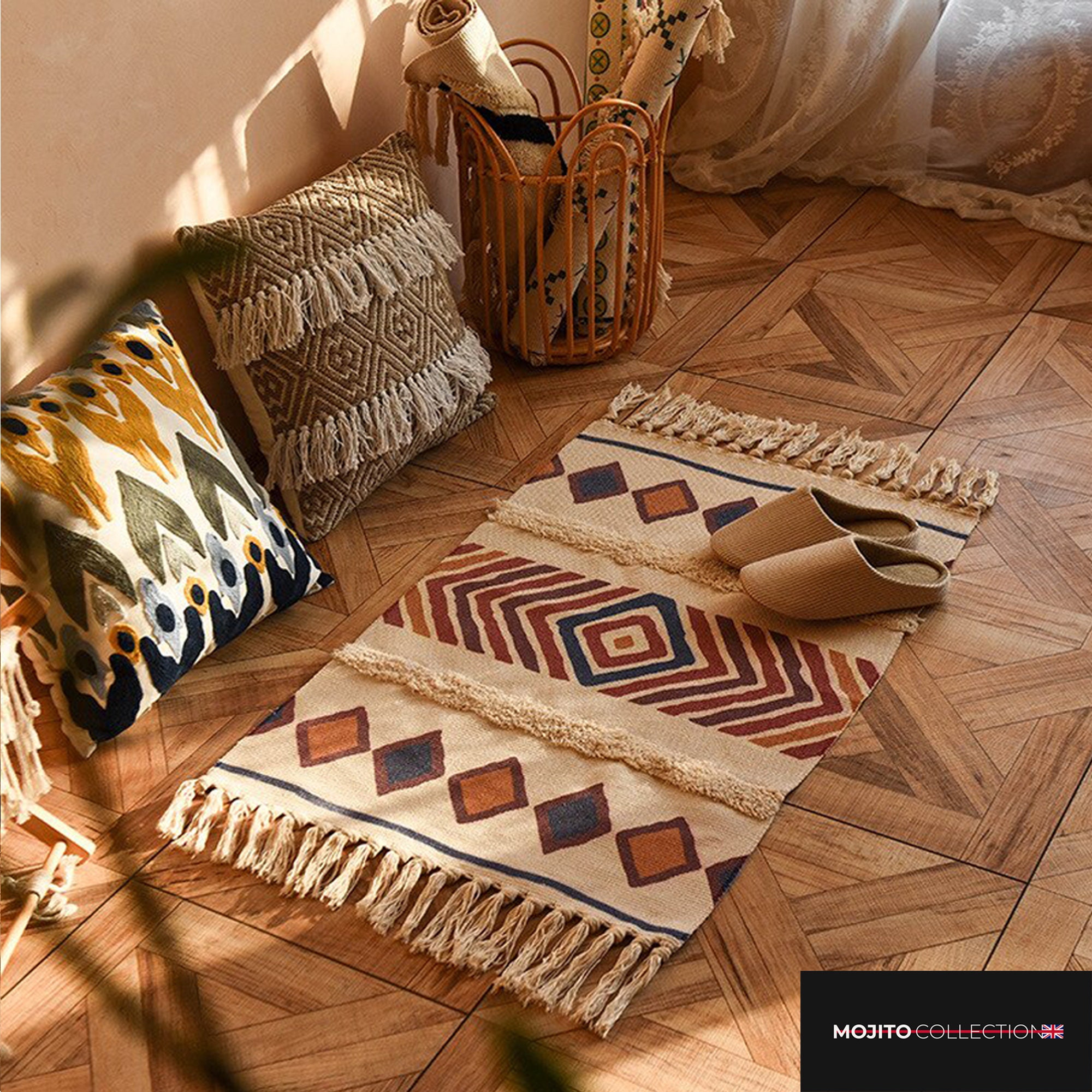 Fall Bohemian Style Retro Tassel Rugs Cotton Linen Woven Etsy UK
