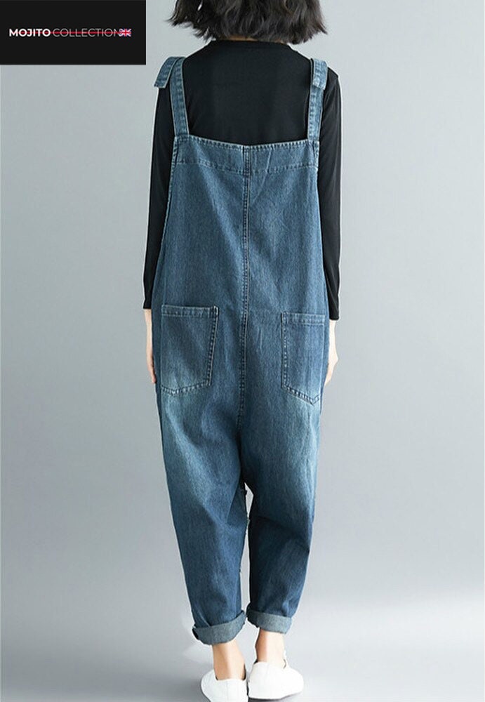 Women's Jeans Jumpsuit Washed Blue Fall Overalls Pocket - Etsy UK