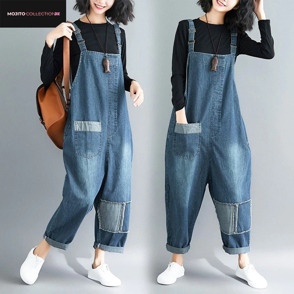 Women's Jeans Jumpsuit Washed Blue Fall Overalls Pocket - Etsy UK