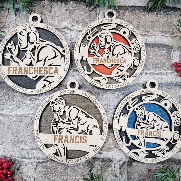 Girls Wrestling Ornament Svg Etsy