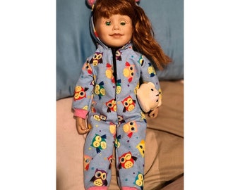 One piece pajamas for 18" Dolls with a zipper