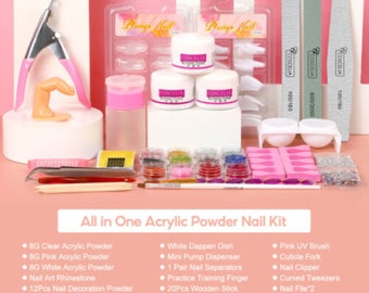 Acrylic Nail Powder Kit for Nail Extensions with Nail Art Decoration Accessories no lamp needed