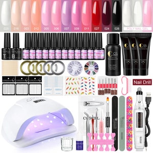 12Pcs Gel Polish & 3Pcs Poly Gel Nail Kit 80W Nail Lamp Nail Drill Set