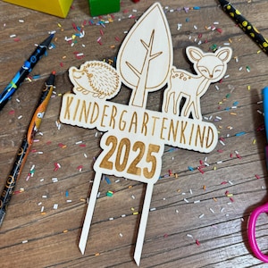 Topper maternelle animaux de la forêt gâteau gâteau topper en bois maternelle enfant gâteau forêt cerf hérisson garderie célébration
