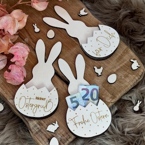 Ostern Geschenk Geld Holz Karte Osterhase Gutschein Frohe Ostern Hase für Dich kleiner Ostergruß Mitbringsel