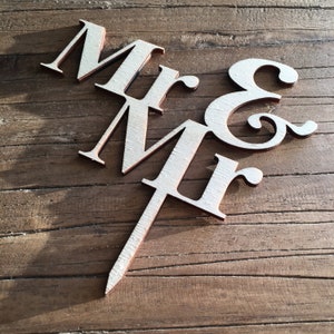 1 x Mr & Mr cake decoration wedding cake topper cake wooden cake decoration attachment