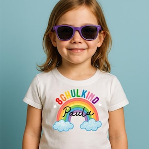 Schoolchild iron-on image personalized iron-on rainbow school enrollment name iron-on patch print patch iron-on motif school cone first class