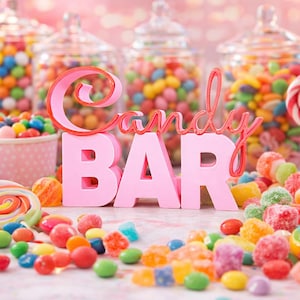 Candy Bar-bokstäver, dekoration för bröllop, födelsedagar, fester och mer, 3D-printad skylt för möhippa och barnfödelsedagar