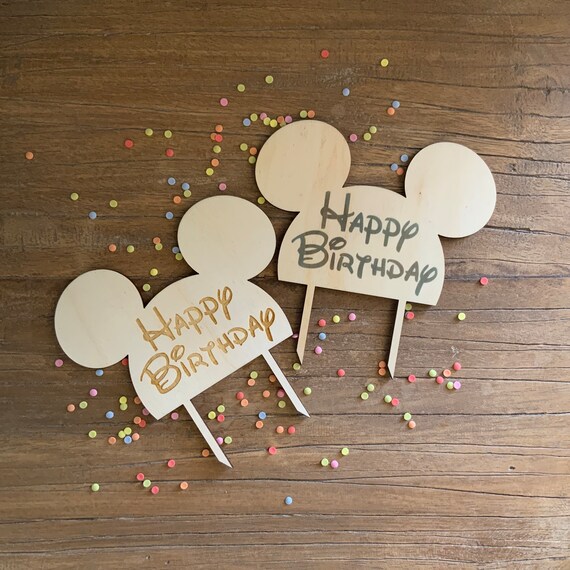 Cake Topper Topper Birthday Happy Birthday Cake Topper Wood Children's Birthday Decoration Cake Cake Attachment Cake Cake Party Mouse