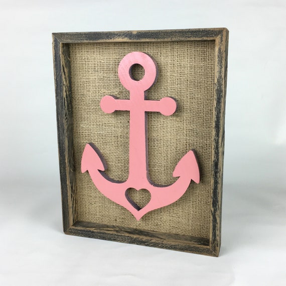 Anchor Picture with Heart Decoration Gift Living Idea Mural Wood Sea Wall Decoration Coast Maritime