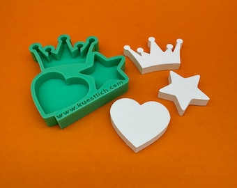 Molde de silicona corona corazón estrella molde de silicona molde de hormigón molde de fundición regalo compuesto