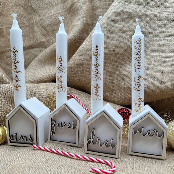 Houses Candles Advent Advent wreath 1 2 3 4 wooden panel set Chistmas XMAS Christmas candle holder candlestick decoration without candles