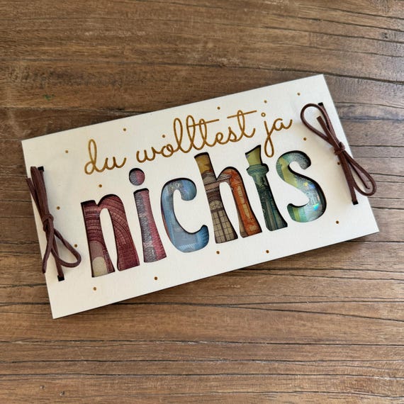 You didn't want anything gift wooden card voucher cash gift money gift card birthday gift idea thank you