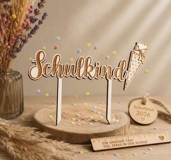 Schoolchild Cake Topper, Wooden, First Day of School 2025, Cake, School, First Day of School, First Day of School