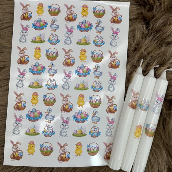 Candle sticker Easter chicks rabbits Easter nest candles sticker foil water slide film candle tattoo gift Easter bunny
