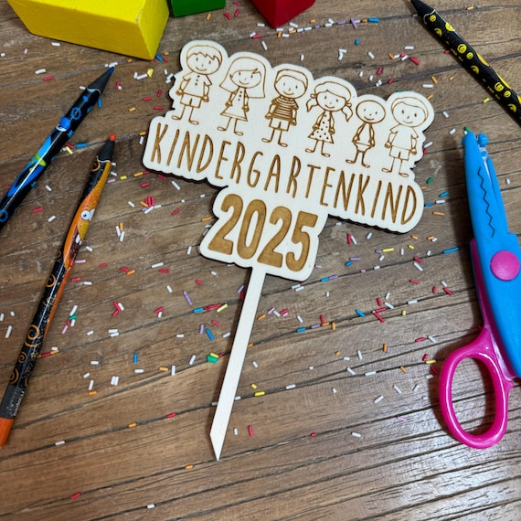 Kindergarten wooden cake cake topper kindergarten child cake celebration cake topper children daycare cake topper topper