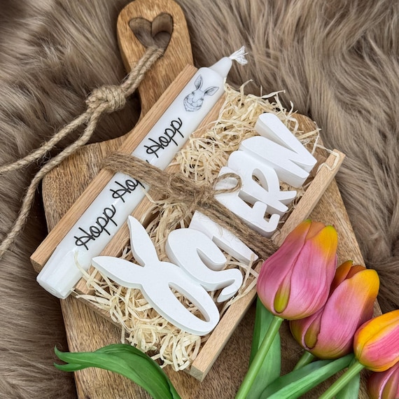 Gift Set Easter Easter Bunny Raysin Oakwood Candle Rabbit Easter Festival Easter Gift Souvenir Candle Gift Lettering Stand Decoration