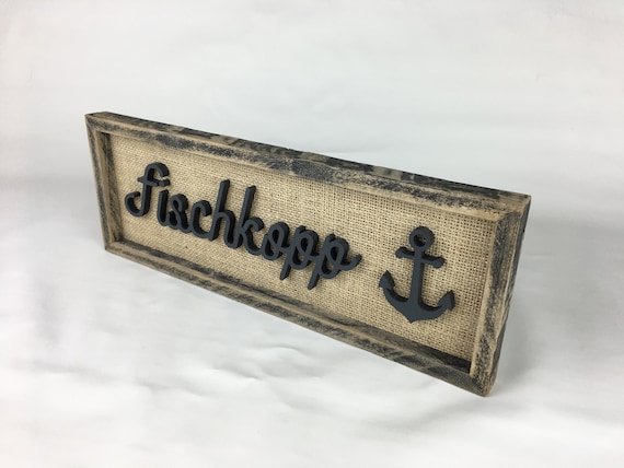 Maritime Picture Fischkopp Deco Mural Baltic Sea Wood Gift Unique Anchor Sea Decoration Picture