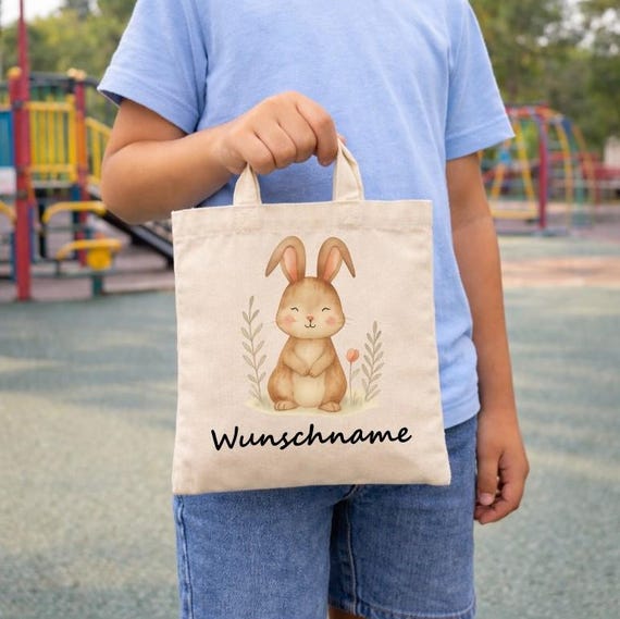 Rabbit Kindergarten, Personalized Bag, Change of Clothes, Gym Bag, Jute Bag, Spot Bag, Tote Bag, Fabric Bag, Printed Design