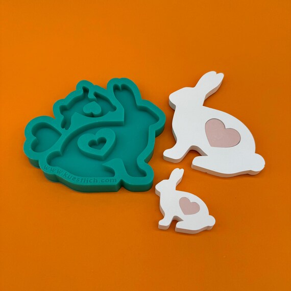 Rabbit mold Easter silicone mold Easter bunny heart set bunny love DIY craft silicone