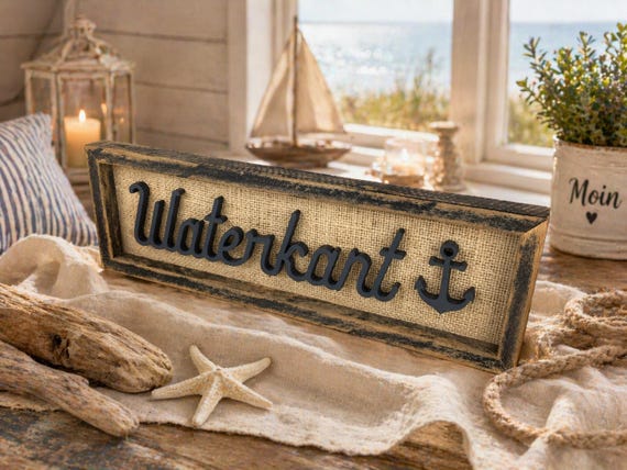 Maritime wall art, coastal decor picture, Baltic Sea gift, unique home accessory, anchor, wood