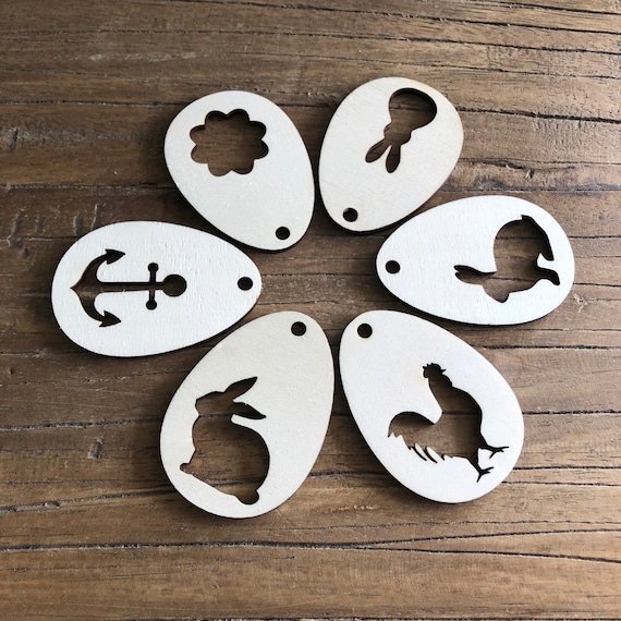 6x Easter eggs pendant Easter wooden pendant maritime Baltic Sea anchor rabbit Easter bunny Easter bush happy easter 2024