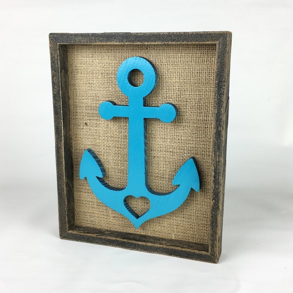 Anchor with Heart Decorative Picture Maritime Picture Residential Decoration Wall Decoration Mural Coast Wood Wall Decoration Baltic Sea