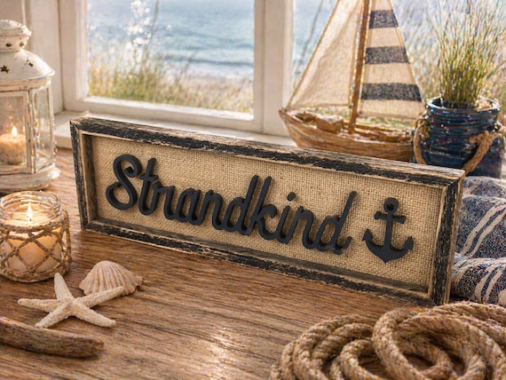 Beach Child Picture, Wooden Decoration, Maritime Anchor Wall Art, Gift, Decorative Picture, Wall Decor, Home, Baltic Sea, Sea