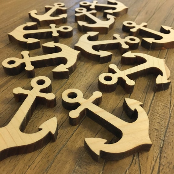 10 x Anchor Wood Maritime Pendant Baltic Sea Seafaring Decoration Wooden Anchor Harbor Coast Wooden Anchor Holiday 2024 Summer