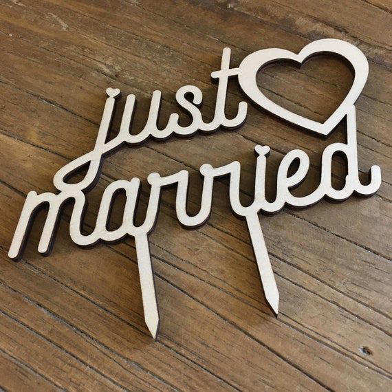 1 x just married cake decoration wedding topper cake decoration cake wooden JGA