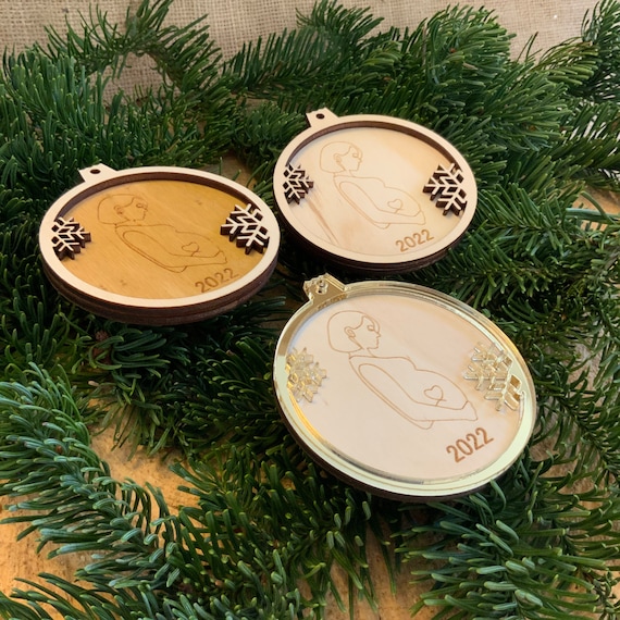 Christmas Pregnant Pregnancy xmas pregnant Pendant Proclamation Christmas Tree Decoration Gold Wood Parents Become