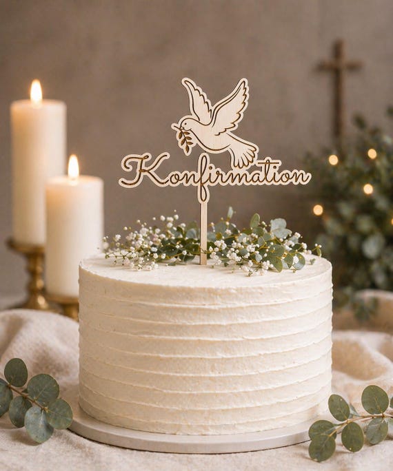 Confirmation Cake Topper Church Celebration Party Wooden Cake Topper Cake Decoration Cake Topper Dove