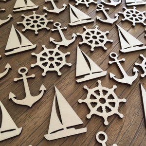 50 x Maritime table decoration steering wheel ANCHOR ship wooden scatter decoration Baltic Sea sailing decoration gift crafts