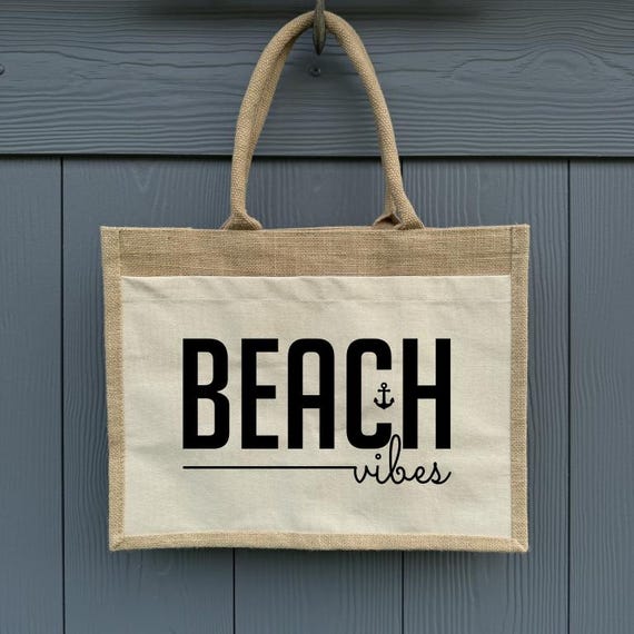 Bag Jute Shopper Tote Bag Beach Vibes Beach Bag Cotton Market Bag Gift Personalized Jute Bag Shopping Bag Anchor Sea