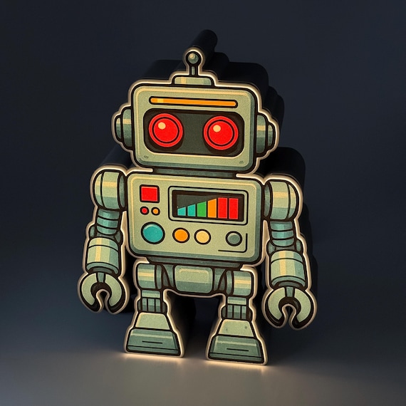 Robot lamp night light Robo children's room robot decorative light lamp retro LED USB 3D gift nerd gamer