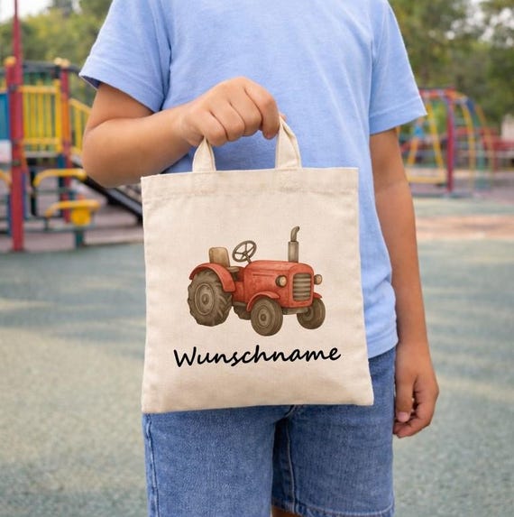 Tractor Kindergarten Bag Personalized Change of Clothes Gym Bag Jute Bag Spot Bag Tote Bag Fabric Bag Fabric Bag Motif Printed 2
