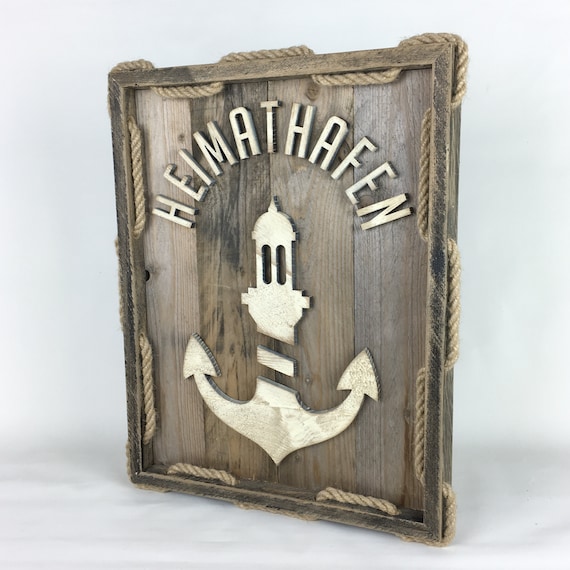 maritime picture anchor home port mural lighthouse decoration Baltic Sea maritime wood Home