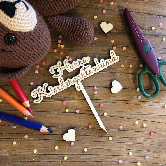 Hurray Kindergarten Child Topper Wooden Kindergarten Cake Cake Celebration Child Cake Topper