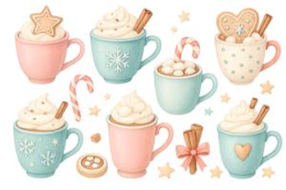 Rub On Transfer A5 Winter Cups Cocoa Scratch-Off Christmas Stickers with Cups Cookies Candy Canes for Candles Scrapbooking DIY Pastel XMAS