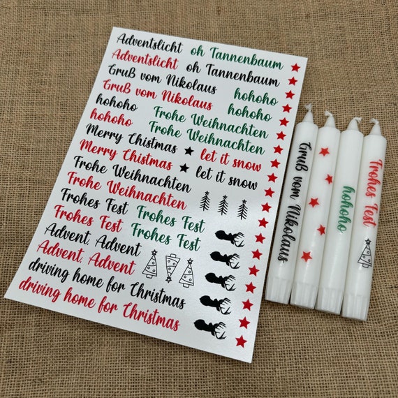 Candle sticker XMAS Christmas candles sticker foil Christmas water slide film candle tattoo hohoho Advent Merry Christmas deer stars