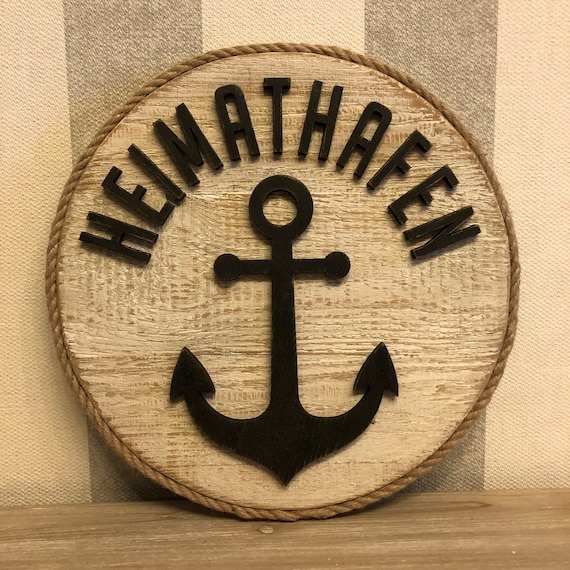 round wooden picture decoration maritime anchor mural home harbour decoration wood baltic sea holiday sea gift home shabby chic wooden decoration unique
