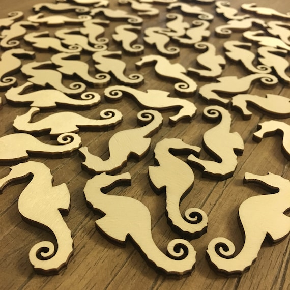 50 x Seahorse Maritime Decoration Baltic Sea Wooden Scatter Decoration ahoy Table Decoration Seahorse