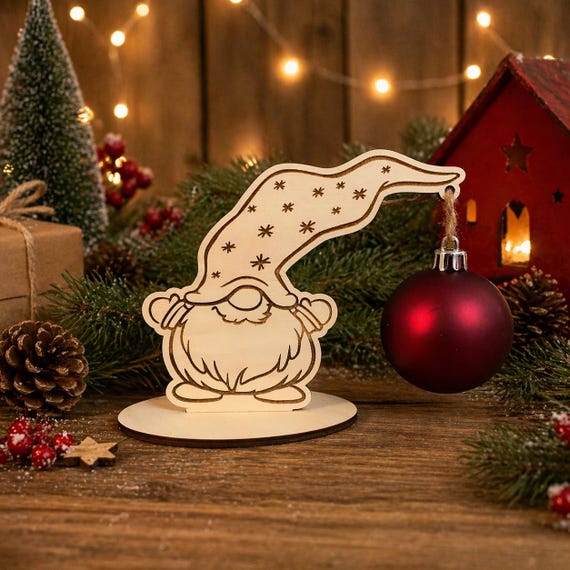 Christmas tree bauble holder, gnome, wooden tree, gnome holder stand, XMAS Christmas ball stand, Santa Claus gift Christmas bauble