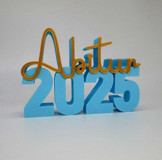 Abitur 2025 decoration lettering gift font decodation pink light blue color selectable 3D graduation