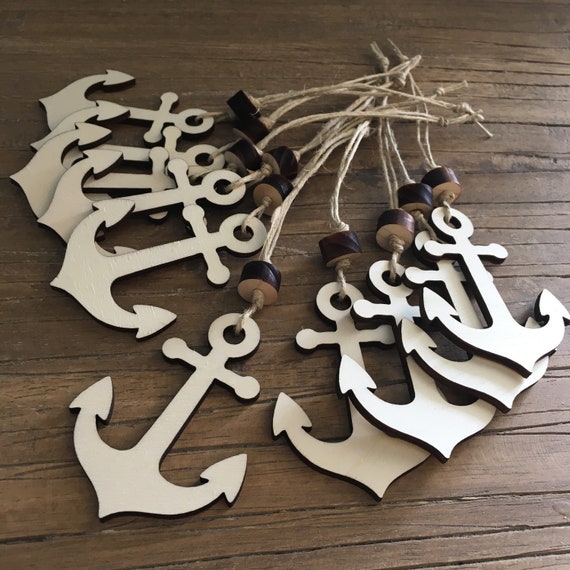 15 x Anchor Wooden Pendant Home Tree Decoration Christmas Decoration Summer Country House