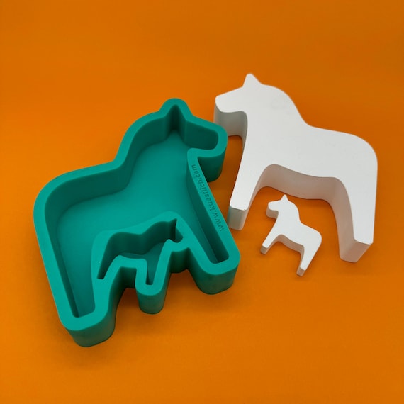 Silicone mold 2x Dala horse large & small casting mold silicone casting mold concrete mold casting compound gift Christmas Xmas winter autumn